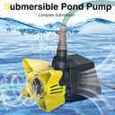 3200GPH Pond Pump, 200W Submersible Water Pump with 33FT Power Cord & Barrier Bag, 2 Hose Adapters, 20FT. Lift Height for Garden Ponds, Fountains, Waterfalls, Water Circulation (Yellow)