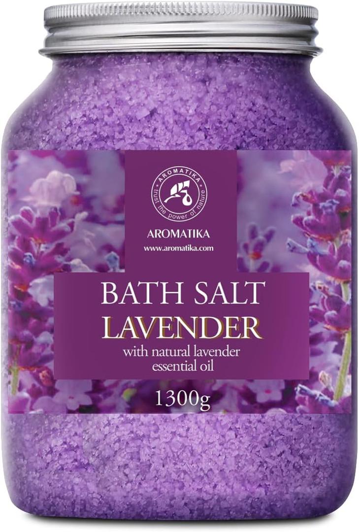 Sea Salt Lavender with Natural Lavender Essential Oil 46 Oz - Lavender Bath Salts - Lavanda Salt 1300g - Best for Good Sleep - Stress Relief - Beauty - Relaxing - Bathing - Body Care