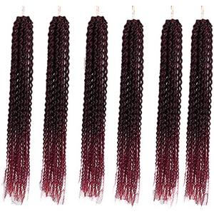 Haolocs 6 Packs 22 Inch New Passion Twist Crochet Hair Braids Ombre Burgundy Long Curly Open Senegal Twist Crochet Braiding Hairstyles For Black Women 20 Strands/Pack (1B/BUG)