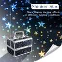 Joligrace Makeup Train Case Portable Cosmetic Box 2 Trays with Mirror Lockable for Makeup Nail Tech and Beauticians Traveling Makeup Storage Organizer - Black Star