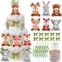 23 Pcs Diaper Cake Kit Woodland Creature Animals Party Diaper Cake Decor Mini Stuffed Forest Animals Jungle Animal Baby Shower Diaper Cake for Birthday Party Supplies Table Centerpiece Decoration