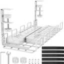 Under Desk Cable Management Tray, L 15.7''W 6.3'' No Drill Steel Desk Cable Organizers, Wire Management Tray Cable Management Rack, Desk Cable Tray Wire Organizer With Desk Cord Organizer