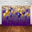 Avezano Purple and Gold Glitter Backdrop for Birthday Wedding Prom Graduation Photography Background Glitter Gold Purple Balloon Party Decorations Photoshoot Photobooth (7x5ft, Purple and Gold)