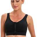 Zip Front Closure Surgical Sports Bra, Post Breast Surgery Mastectomy Compression Nursing Bra with Removable Pads, Large