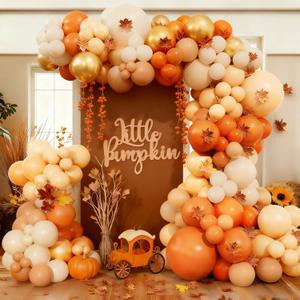 Fall Balloon Arch Garland Kit - Burnt Orange Sand White Gold Nude Terracotta Matte Latex Balloon Different Sizes 18 12 10 5In Fall Ballons for Party Holiday Baby Shower