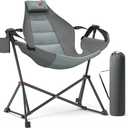 Hammock Camping Chair with Adjustable Backrest, 350LBS Heavy Duty Oversized Swinging Chair Portable Folding Rocking Chair with Pillow Cup Holder for Outdoor Beach Camping Patio, Grey