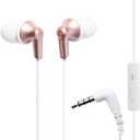 Panasonic ErgoFit Wired Earbuds With Microphone, 3.5mm Jack Headphones with Mic and Call Controller, Ergonomic Custom-Fit Earpieces (S/M/L), for Phones and Laptops - RP-TCM125-N (Rose Gold)