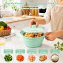 42oz Silicone Microwave Steamer For Cooking, Collapsible Food Steamer For Vegetable, Seafood, Soup, Leftovers, Rice Cooker, BPA Free Small Steam Pot with Handle & Lid, Dishwasher Safe (Green), 1 Pack
