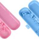 JHFGJGH 2 Pcs Travel Toothbrush Cover Case Compatible with Oral B & Philips Electric Toothbrush Travel Case (Pink,Blue)