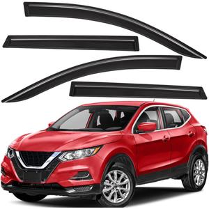 Lightronic Extra Durable Outside-Mount Auto Vent Window Visor, Fits 2017-2022 Nissan Rogue Sport, UV Protection Rain Guard, Original Wind Deflector, No-Drill Easy Install, Dark Smoke, 4-Pcs