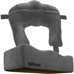 YESINDEED Brazilian Butt Lift Pillow + Back Support  Dr. Approved BBL Foam Pillow Set with Carry Bag, Comfortable & Firm Recovery Cushion for Post Surgery Sitting Relief, Lightweight & Portable, Grey