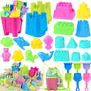 KUBUSFLY Beach Toys for Toddlers, Sand Castle Toys with 3 Bucket, 6 Shovels, Mesh Bag & Sandbox Molds Travel Sand Toys for Beach Sandbox Toys for Toddlers Kids Baby Boys Girls Age 3-10