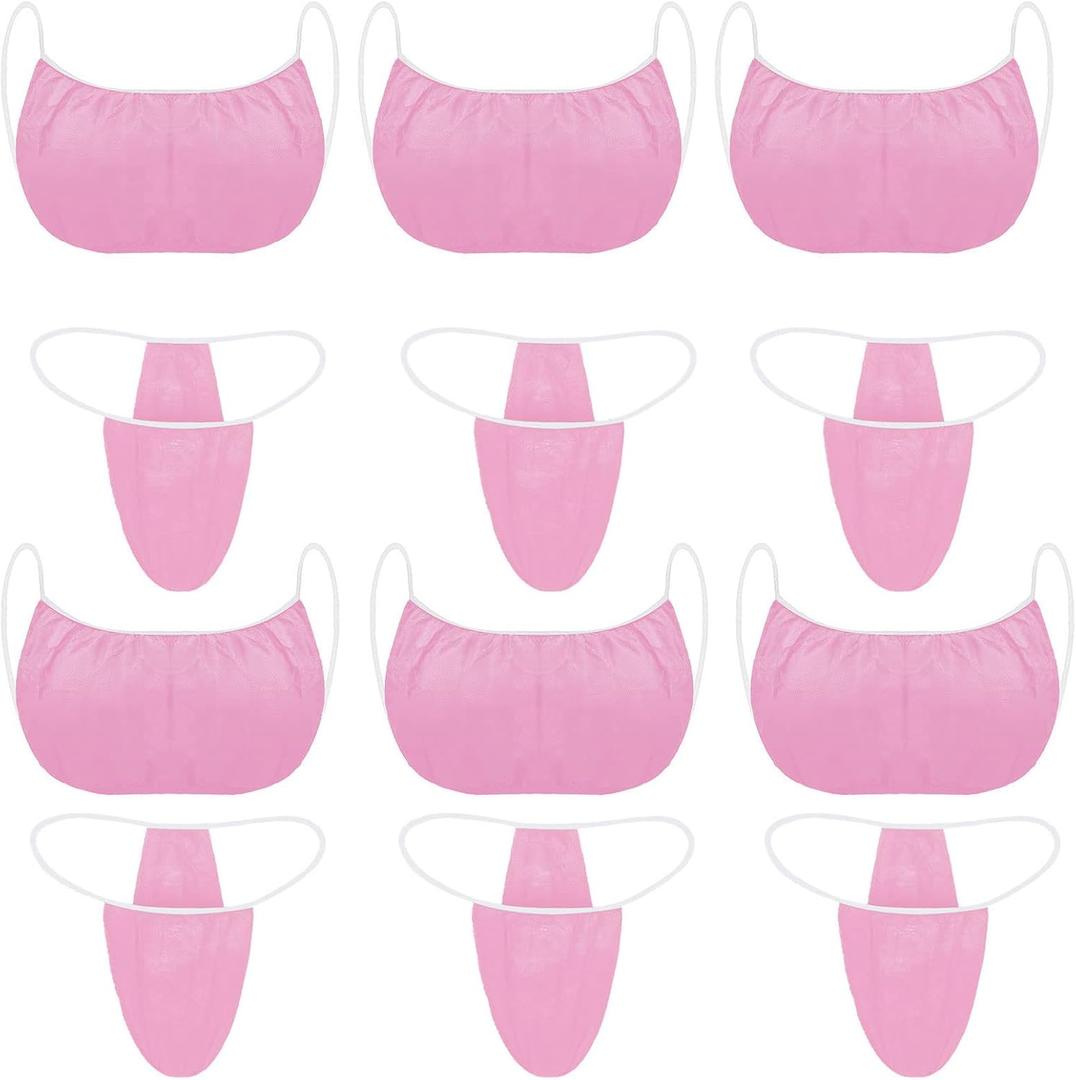 Yahenda 50 Pieces Disposable Bras and Panties for Spa Women Disposable Bikini Thong Underwear