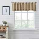 VHC Brands Stitched Burlap Curtain Valance, Natural, 16x72
