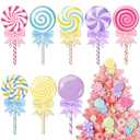 Sanixin 8 Pcs Candy Christmas Tree Decorations Candy Land Ornaments Giant Lollipop Candy Decoration with Bows for Christmas Tree Ornament Xmas Party Decor, Missing Pieces