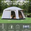 Castle Unicorn 4-6 Person Camping Tent, Large Family Cabin Tents with Porch & Rainfly, Double Layer Waterproof Glamping Tent with 2 Rooms 2 Doors, Portable Big Tents for Outdoor Camping Hiking Party