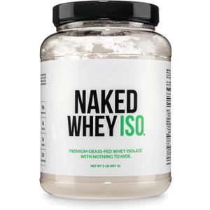 NAKED Whey Isolate Protein - Only 2 Ingredients, 30g Grass-Fed Protein, Zero Carb, Unflavored, Undenatured, Non-GMO, No Soy, Gluten-Free, No Preservatives - 28 Servings, BEST BY:04/2028