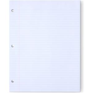 Amazon Basics College Ruled Loose Leaf Paper, 11" x 8.5", 150 Sheets, White, No Binding, 1-Pack