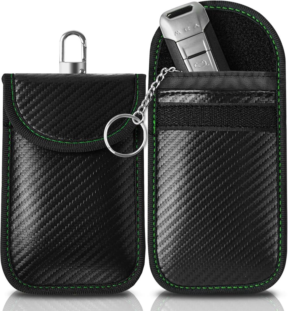Meliya Faraday Pouch Bag for Car Keys, RFID Signal Blocking Holder, Faraday Key Fob Protector, Anti-Theft Key Fob Case (Green)