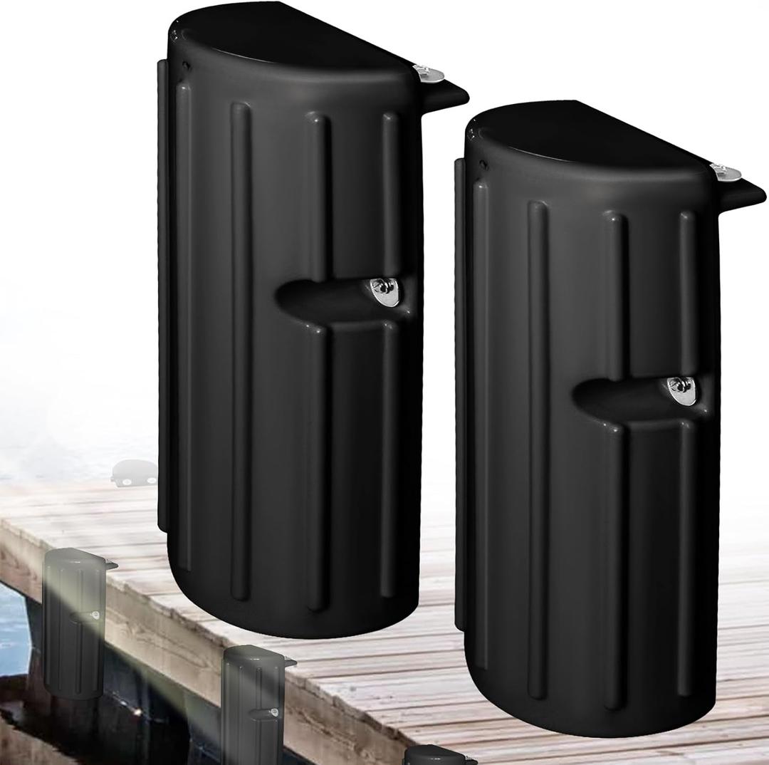 Dock Bumper Fender,Boat Dock Bumpers for Edge or Side,Marine Fender Guard,Vertical Protection,Durable Construction,Includes Mounting Hardware,2 Pack-Black