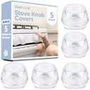 Jool Baby Clear Stove Knob Covers (5 Pack) Child Safety Guards, Durable Design - Baby Proof