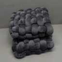 Wenqik 2 Pcs Knot Pillows Square Knotted Plush Throws Soft Accent Pillows Decoration Cushion for Couch Home Office Living Room Bedroom Bed Sofa Decor, 12'' x 13''(Dark Gray,Crystal Velvet)