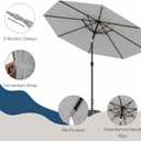 Tobeos 10 FT Outdoor Patio Umbrella, 2 Tiers Market Table Umbrella with 8 Sturdy Ribs, Push Button Tilt and Crank, UPF50+ UV Protection for Deck, Pool, Garden and Backyard, Light Gray