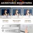 Makeup Vanity Mirror with Lights, 31.5"x 23.6" Large LED Lighted Mirror with 10X Magnification and USB Charging Port, Smart Touch 3 Colors Dimmable, Touch Control for Bedroom, White
