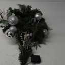 6ft Lighted Christmas Garland, Battery Operated Christmas Garland with 20 LED Lights Silver White Ball Ornaments Pine Cones Bow for Fireplace Mantle Stair Railing Outdoor Indoor Decorations