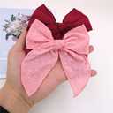 Pack of 4 Gorgeous Fable Bow Hair Clips for Girls Women Linen Hair Bow Alligator Clips Toddler Baby Mom Young Girl Hair Accessories (Cinnabar)