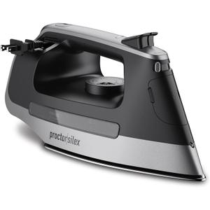 Proctor Silex Steam Iron for Clothes with Durable Stainless Steel Soleplate, 1500 Watts, 8 Retractable Cord, 3-Way Auto Shutoff, Anti-Drip, Gray and Black (14250)