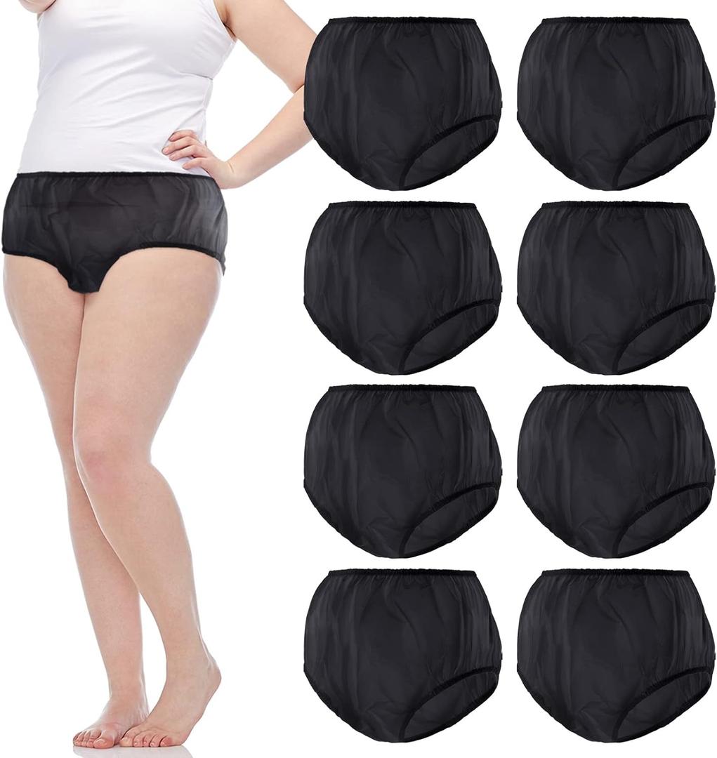 9 Pcs Waterproof Incontinence Underpants Plastic Pants Leak Proof Incontinence Underwear Adult Diaper Cover(S,Black)