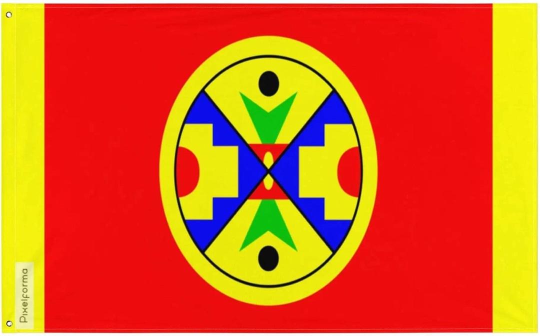 Natuaqanek Flag in Various Sizes 100% Polyester Print with Double Hem 3. White Stripe without Eyelets 90 x 150 cm (3. Bande blanche sans illets)