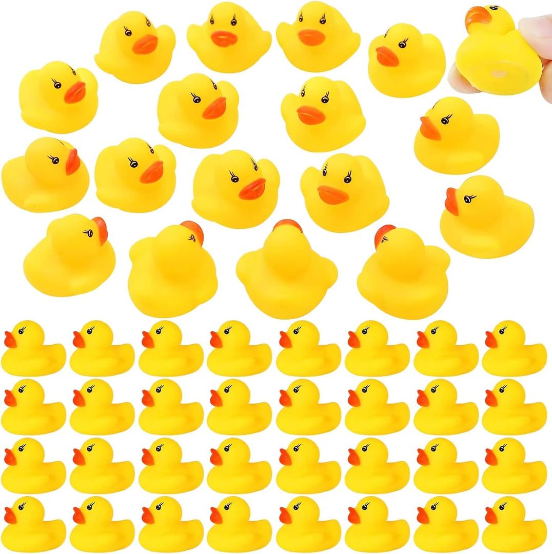 Rubber Duck 50 Pack Mini Rubber Ducky Float Ducks Baby Bath Toy, Great for Jeep Ducking, Shower, Birthday Party, Carnival Game Gift(1.6"x 1.5" x 1.2")