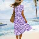 Women's Summer Casual Loose Dresses Cotton Boho Floral Midi Dress for Women Beach Vacation with Pockets HD1, Large