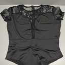 SEBOWEL Women Long Sleeves Mesh See Through Jumpsuit Bodysuit Top Leotard Size L