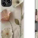 Goodon for iPhone 16 Pro Case - Compatible with Magsafe - Dual-Layer Hard Shell & Silicone Cover - Protective Phone Case with Cute Wildflower Designs for Women - Ethereal Wire Florals