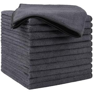USANOOKS Microfiber Cleaning Cloths 12 Pack, Premium 16 x 16 inch Microfiber Towel for Cars, Ultra Absorbent Car Washing Cloth, Lint Free Streak Free Wash Cloths for Car, Kitchen, and Window, Grey