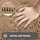 Small Bathroom Rug 12"x18"  Washable and Absorbent Bath Mat, Non Slip, Thick Soft Chenille Bath Rugs for Bathroom, Shower, Sink, Dog mat(Beige)