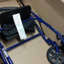 Drive Medical 10257BL-1 4 Wheel Rollator Walker With Seat, Steel Rolling Walker, Height Adjustable, 7.5" Wheels, Removable Back Support, 300 Pound Weight Capacity, Blue