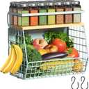 Magnetic Shelf for Fridge with Wood Lid, Fruit Potato and Onion Storage Bins, Pantry Organizers & Storage, Large Container Magnetic Spice Rack for Refrigerator, Kitchen Counter, Cabinet (Blue, 1)