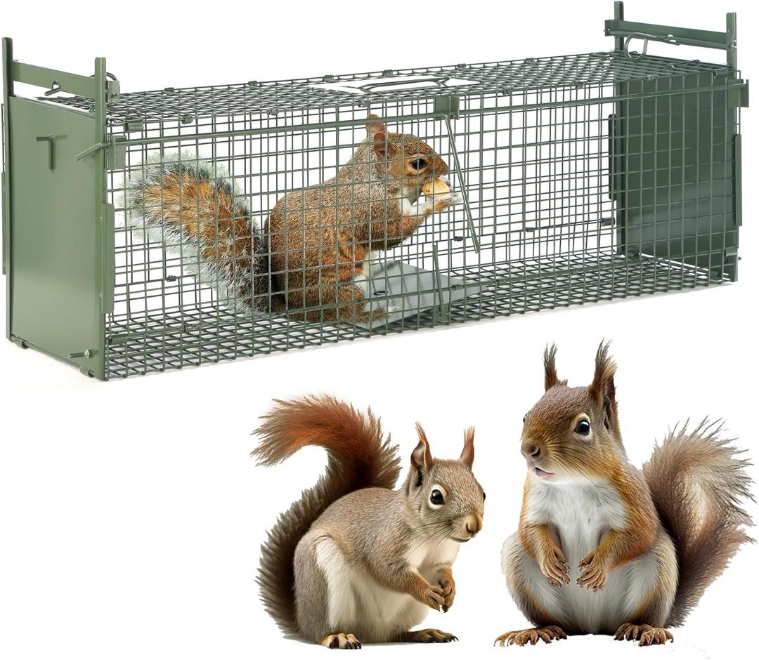 26" 2-Door Live Animal Traps for Stray Cats up to 5.5 pounds, Raccoons, Squirrel, Skunk, Mole, Groundhog, Armadillo, Rabbit, with Pedal Triggers