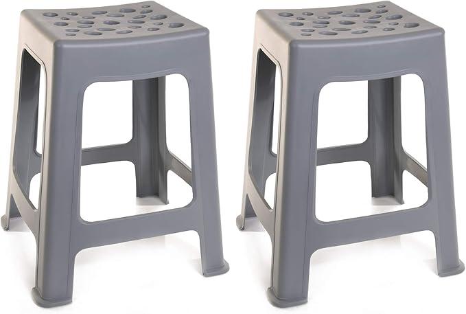 Mintra Home Light Duty Plastic Stools 2pk (18in Height),  Gray