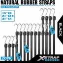 XSTRAP STANDARD 20 Pack Multiple Size Natural Rubber Tarp Bungee Straps 100% EPDM Tie Down Cords with S Hooks Heavy Duty Ideal for Securing Tarps