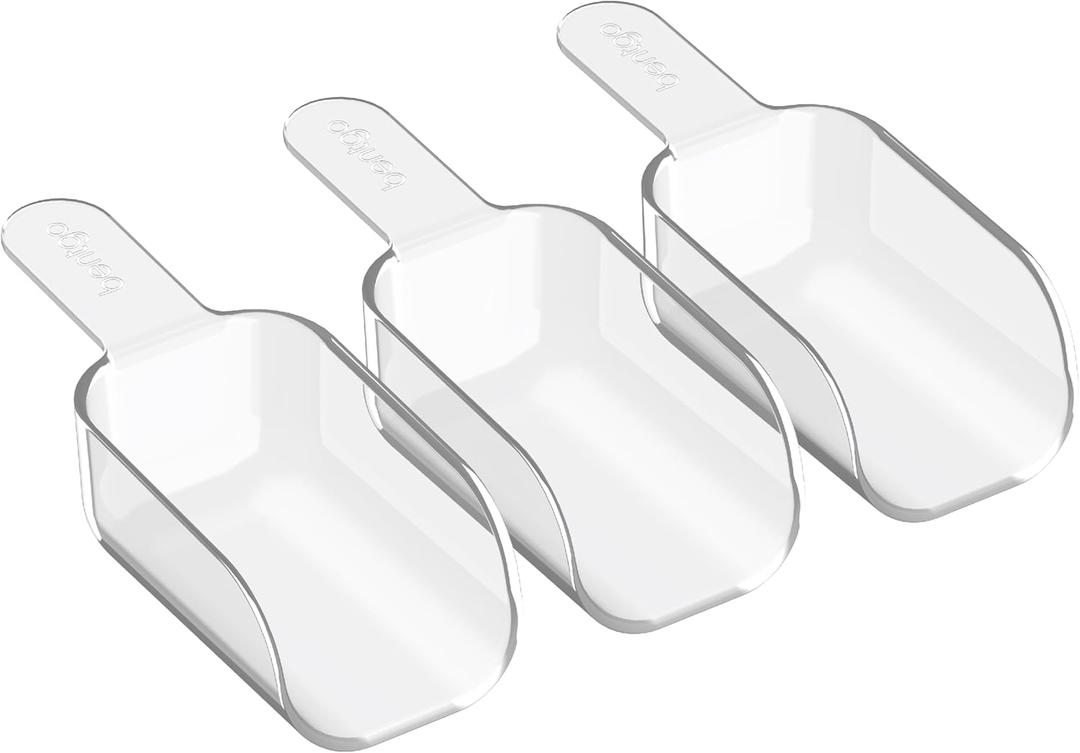 Bentgo Pantry - 3-Piece All Purpose Scoop Set, 1/2 Cup (4 oz) Spoon, Clear & Lightweight, Ideal for Scooping Flour, Sugar, Coffee, Candy, & More for Kitchen and Pantry Containers (Clear)