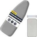 Ironing Board Cover and Pad 18"x49" Extra Thick Natural Cotton, Scorch and Stain Resistant Iron Board Cover, Wide Ironing Board Cover with Fasteners Heavy Duty Heatproof Elastic Edge Gray