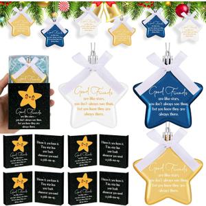 Jenaai 24 Sets Friendship Christmas Ornaments Bulk Good Friends Are Like Stars Christmas Gifts Friendship Gifts with Thank You Box Hanging Xmas Tree Decor for Best Friends Bestie Birthday Decorations