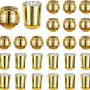 Glasseam Gold Votive Candle Holders, Tea Light Candle Holder Bulk 24, Small Mercury Glass Candle Holder for Mini Floating Candles, Glitter Tealight Candle Holders for Dining Table Christmas Decor