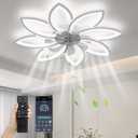 35" Ceiling Fans With Lights and Remote,Low Profile Ceiling Fan 6 Speed Super Quiet Reversible Motor,Modern Ceiling Fan With 3 color Stepless Dimmable for Bedroom/Living Room/Kids Room(White)
