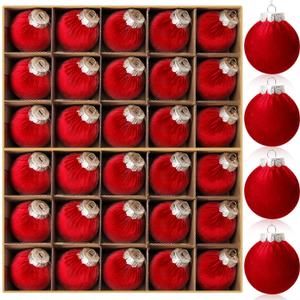 30Pcs Burgundy Velvet Christmas Balls, 2.36 Inch Velvet Ornaments for Christmas Tree, Shatterproof Plastic Hanging Baubles Ball Xmas Bulbs Christmas Decorations for Home Office Party Indoor